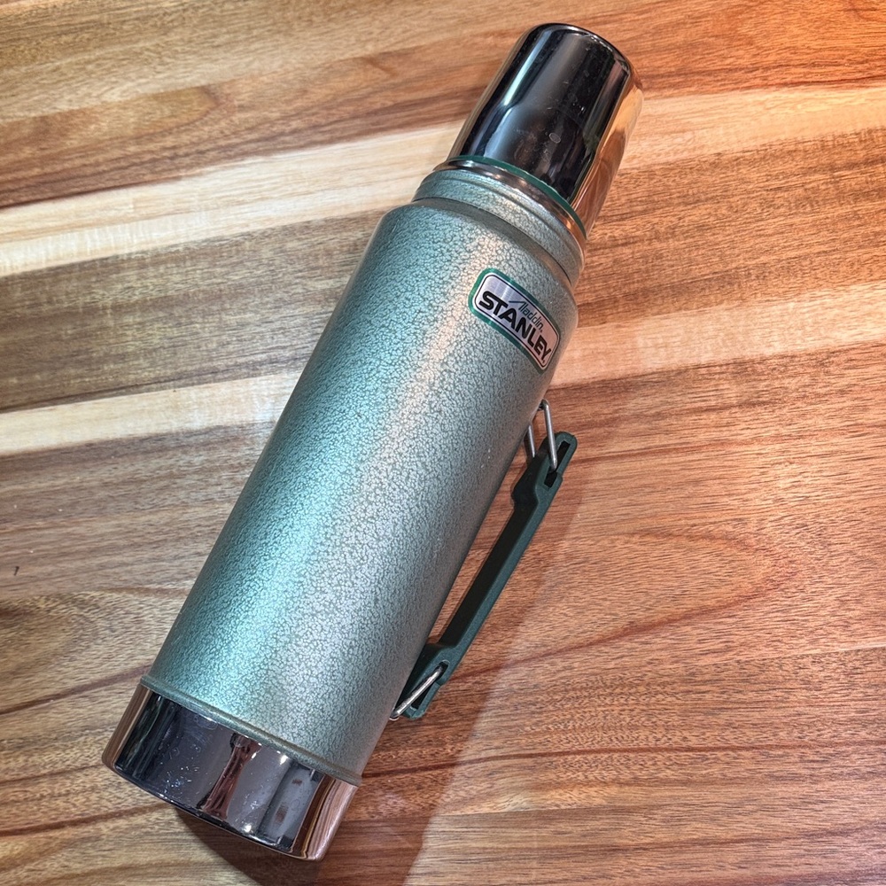 Stanley Classic Green and Silver Thermos. Quart